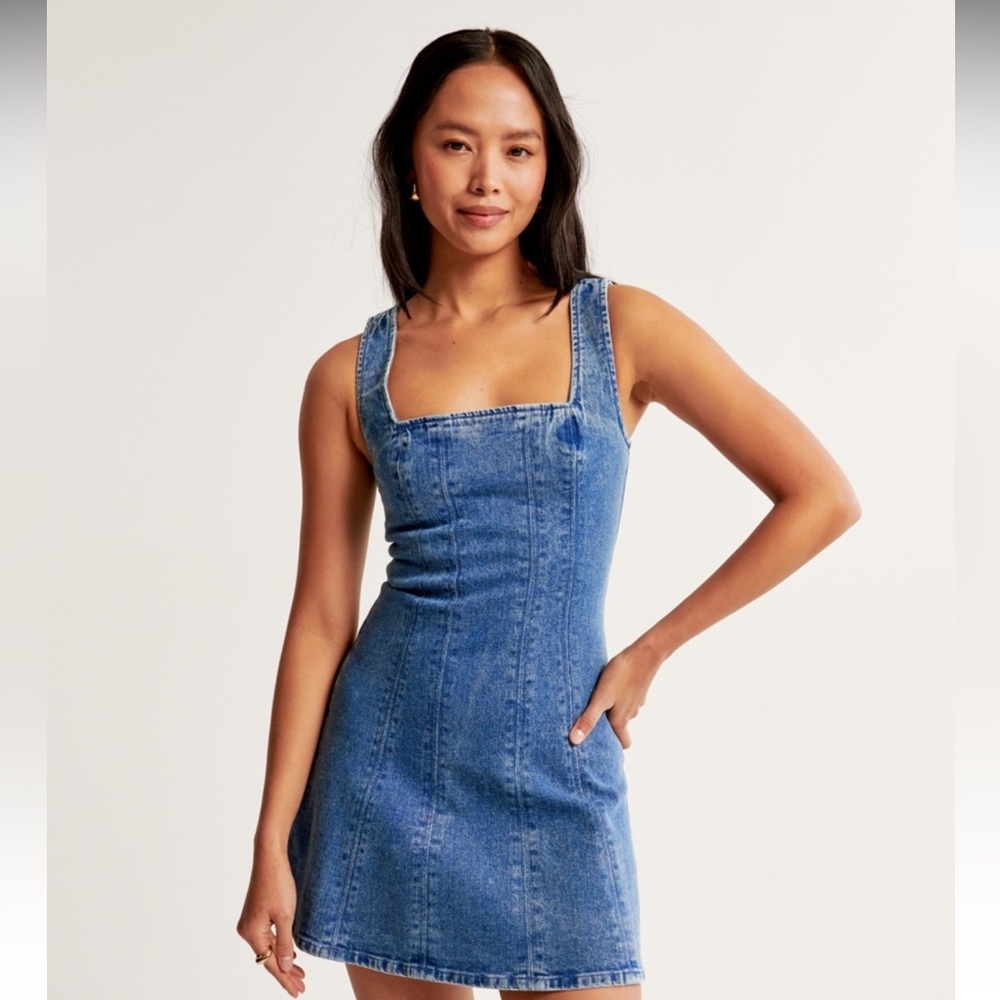 NWOT Abercrombie & Fitch Denim A Line Mini Dress Size LargeTall